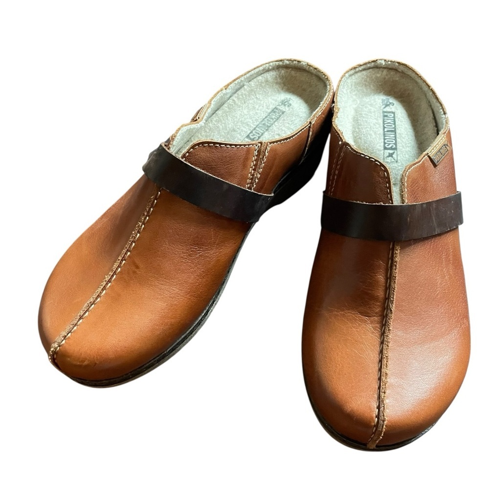 Pikolinos Women’s Granada Leather Clogs Brandy 38 US 7.5-8 Comfort Walking Brown - Picture 11 of 16